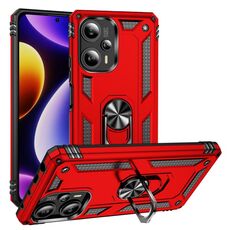 Per Xiaomi Poco F5 5G / Redmi Note 12 Turbo 5G Custodia in TPU antiurto + PC con supporto (Rosso)