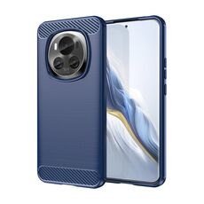 Custodia per telefono in TPU con texture spazzolata in fibra di carbonio per Honor Magic 6 (blu)