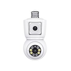 ESCAM QF202 E27 2x2MP Rilevatore di movimento a doppia lente Impermeabile WiFi IP Telecamera per visione notturna con audio bidirezionale (Bianco)
