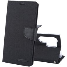 Per Samsung Galaxy S24 Ultra 5G GOOSPERY CANVAS DIARY Custodia in pelle con texture in tessuto (Nero)