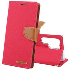 Per Samsung Galaxy S24 Ultra 5G GOOSPERY CANVAS DIARY Custodia in pelle con texture in tessuto (Rosso)
