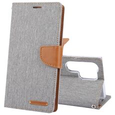 Per Samsung Galaxy S24 Ultra 5G GOOSPERY CANVAS DIARY Custodia in pelle con texture in tessuto (Grigio)
