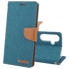 Per Samsung Galaxy S24 5G GOOSPERY CANVAS DIARY Custodia in pelle con texture tessuto Flip (Verde)