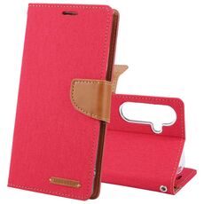 Per Samsung Galaxy S24 5G GOOSPERY CANVAS DIARY Custodia in pelle con texture in tessuto (Rosso)
