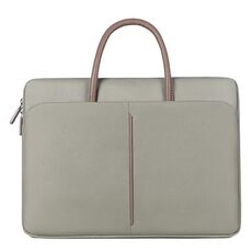 Borsa per laptop in tessuto Oxford da 15 -15,6 pollici Valigetta da donna per uomo con manico in PU (grigio verde)