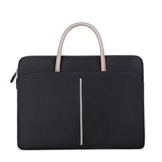 Borsa per laptop in tessuto Oxford da 15 -15,6 pollici Valigetta da donna per uomo con manico in PU (nero scuro)