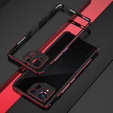 Per ASUS ROG Phone 8 Protezione per lenti + Custodia per telefono con struttura in metallo (Nero Rosso)