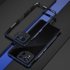 Per ASUS ROG Phone 8 Protezione per lenti + Custodia per telefono con struttura in metallo (Nero Blu)