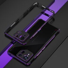 Per ASUS ROG Phone 8 Protezione per lenti + Custodia per telefono con struttura in metallo (Nero Viola)