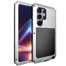 Per Samsung Galaxy S24 Ultra 5G Custodia in silicone impermeabile antiurto + lega di zinco (Argento)