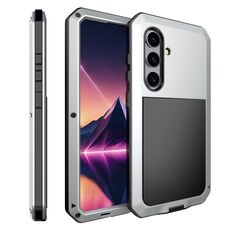Custodia per telefono in silicone impermeabile antiurto + lega di zinco per Samsung Galaxy S24 5G (argento)