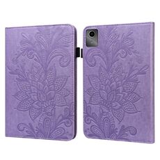 Custodia per tablet in pelle con motivo goffrato a fiori in pizzo per Lenovo Tab M11 / Xiaoxin Pad 11 2024 (viola)