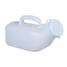 Orinatoio da uomo per uso domestico, vasino in plastica da 1200 ml, con coperchio e orinatoio a bocca liscia (bianco)