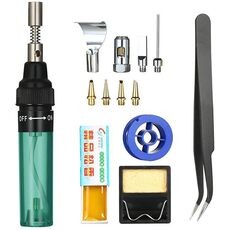 13 pezzi / set tipo penna 3 in 1 saldatore a gas set multifunzione per saldatore a gas (verde trasparente)