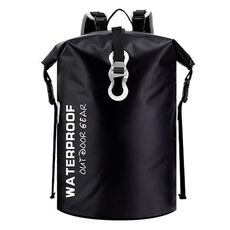 Zaino sportivo da viaggio impermeabile per surf e rafting da 30 litri, di grande capacità, dimensioni: nero