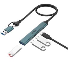 Onten UCA9703S Docking station USB 3.0 4 in 2 + Type-C a 3 Type-C + USB HUB (Pine Needle Green)