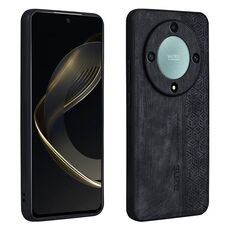 Custodia per telefono con sensazione di pelle in rilievo 3D per Honor X9b AZNS (nera)