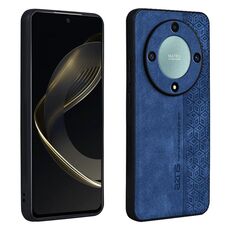 Custodia per telefono con sensazione di pelle in rilievo 3D per Honor X9b AZNS (blu zaffiro)