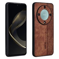 Custodia per telefono con sensazione di pelle in rilievo 3D per Honor X9b AZNS (marrone)