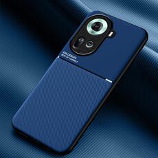 Per OPPO Reno11 5G Global Classic Tilt Strip Grain Magnetico Antiurto PC + Custodia per telefono in TPU (Blu)