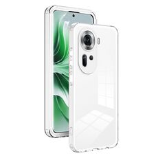 Per OPPO Reno 11 Global 3 in 1 Custodia per telefono con cornice per PC trasparente in TPU a colori (bianca)