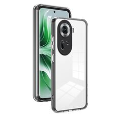 Per OPPO Reno11 Global 3 in 1 Custodia per telefono con cornice per PC trasparente in TPU a colori (nera)