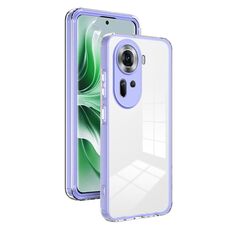 Per OPPO Reno 11 Global 3 in 1 Custodia per telefono con cornice per PC trasparente in TPU a colori (viola)