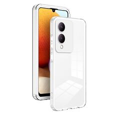 Per vivo Y17s 3 in 1 custodia per telefono con cornice per PC trasparente in TPU a colori (bianca)