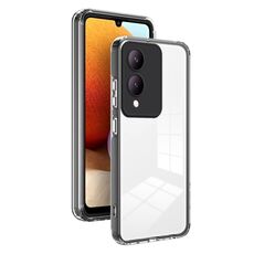 Per vivo Y17s 3 in 1 custodia per telefono con cornice per PC trasparente in TPU a colori (nera)