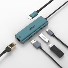 Onten UC125 HUB multifunzione 5 in 1 da USB-C / Type-C a HDMI+USB3.0+PD3.0 con scheda di rete da 100 Mbps