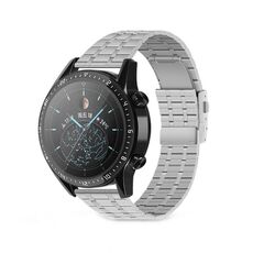 Per Huawei Watch GT2 Pro Cinturino per orologio con fibbia a doppia pressione in acciaio a cinque perline da 22 mm (Argento)