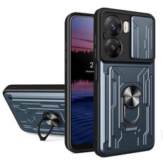 Per vivo V29e 5G India Custodia scorrevole Camshield TPU + PC con slot per schede (grigio)