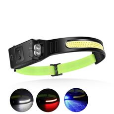 Faro con sensore a cintura fluorescente Torcia frontale per corsa e ciclismo all'aperto (luce bianca + blu)
