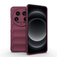 Per Xiaomi 14 Ultra Magic Shield TPU + custodia per telefono in flanella (vino rosso)