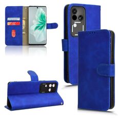 Custodia per telefono in pelle con vibrazione magnetica Skin Feel per vivo S18 (blu)