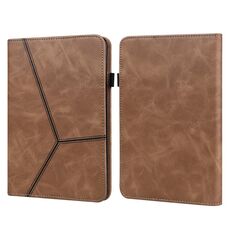 Custodia per tablet in pelle a righe goffrate per Amazon Kindle Paperwhite 5 2021 (marrone)