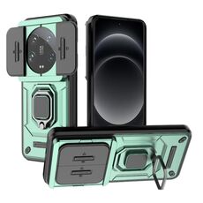 Per Xiaomi 14 Ultra Sliding Camshield Custodia per telefono antiurto in TPU + PC con supporto (verde)