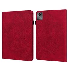 Custodia per tablet in pelle con motivo pavone in rilievo per Lenovo Tab M11 (rossa)