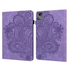 Custodia per tablet in pelle con motivo pavone in rilievo per Lenovo Tab M11 (viola)