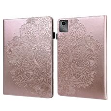 Custodia per tablet in pelle con motivo pavone in rilievo per Lenovo Tab M11 (oro rosa)