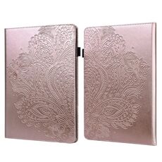 Custodia per tablet in pelle con motivo pavone in rilievo per Amazon Kindle Paperwhite 5 2021 (oro rosa)