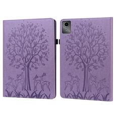 Custodia per tablet in pelle goffrata albero e cervo per Lenovo Tab M11 (viola)