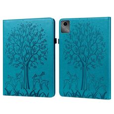 Custodia per tablet in pelle goffrata albero e cervo per Lenovo Tab M11 (blu)