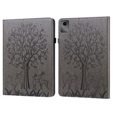 Custodia per tablet in pelle goffrata albero e cervo per Lenovo Tab M11 (grigio)