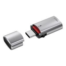Unità USB JS-72 Lettore di schede 2 in 1 Convertitore USB 3.0 ad alta velocità Adattatore USB-C/Tipo-C OTG (Argento)