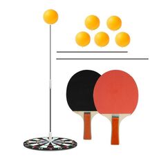 Attrezzatura da allenamento per ping pong Base per allenamento sparring per bambini domestici con mazze in legno, specifiche: 6 palline + 3 pali