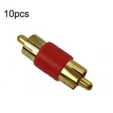 Adattatore audio AV maschio-maschio RCA Lotus placcato oro da 10 pezzi (rosso)