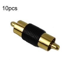 Adattatore audio AV maschio-maschio RCA Lotus placcato oro da 10 pezzi (nero)