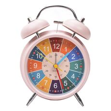 Campanello di allarme in metallo da comodino per studenti, doppio anello, per apprendimento precoce, da 4 pollici (rosa)