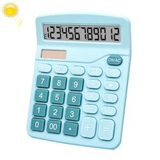 Calcolatrice solare a doppia potenza a grande schermo a 12 cifre Forniture per ufficio di contabilità per esami per studenti(Blu)